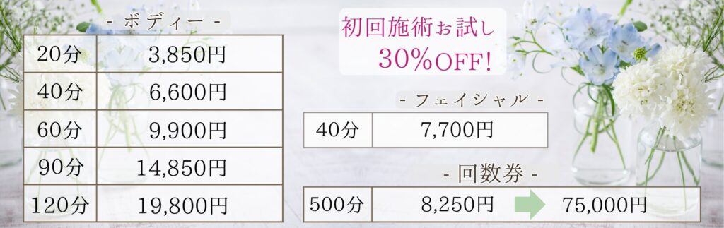インディバ料金表